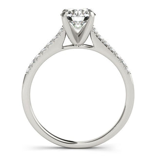 14k White Gold Round Single Row Scalloped Set Diamond Engagement Ring (1 1/8 cttw)