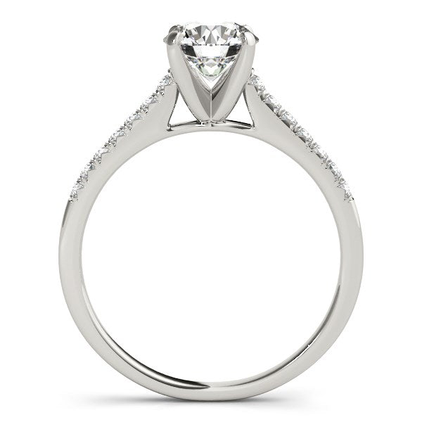 14k White Gold Round Single Row Scalloped Set Diamond Engagement Ring (1 1/8 cttw)