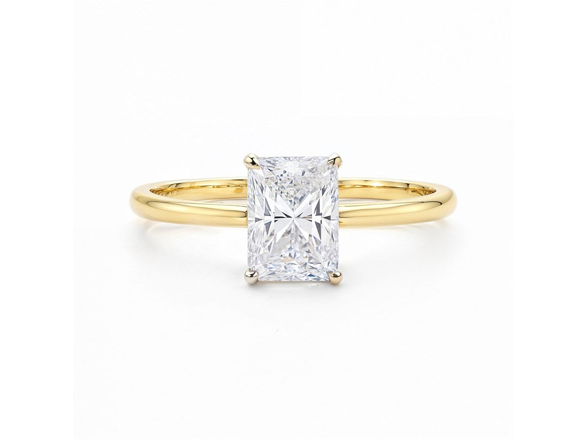 1.50Ct Radiant Lab Grown IGI G/VS1 Diamond Ring in 10K Yellow Gold