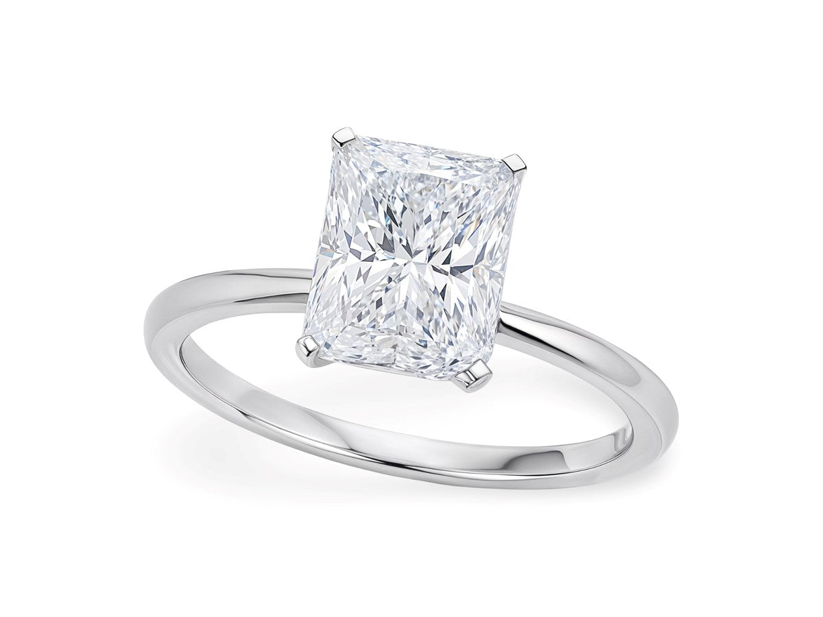 3 Carat Radiant Lab Grown IGI G/VS1 Diamond Solitaire Ring in 10K White Gold