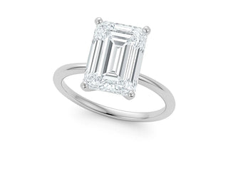 5 Carat Emerald Lab Grown IGI G/VS1 Diamond Solitaire Ring in 10K White Gold