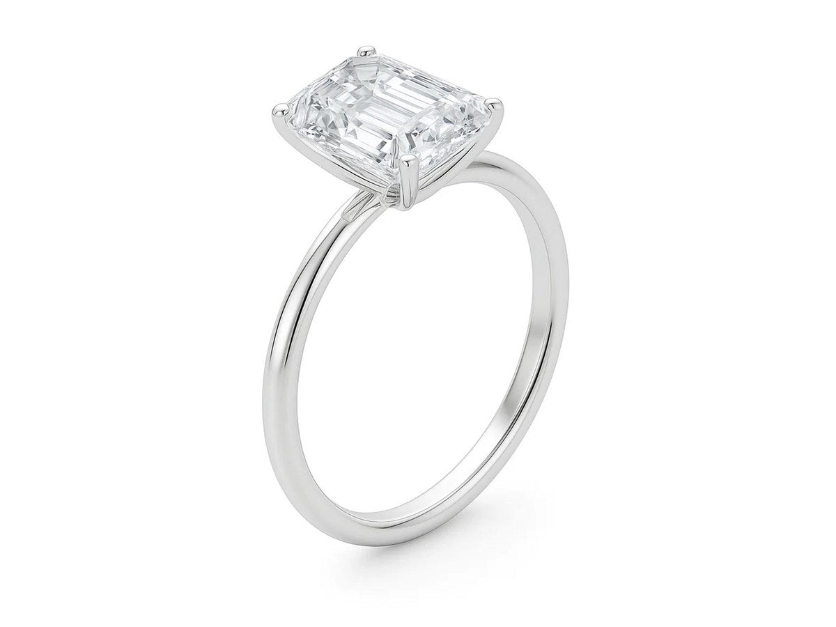 5 Carat Emerald Lab Grown IGI G/VS1 Diamond Solitaire Ring in 10K White Gold