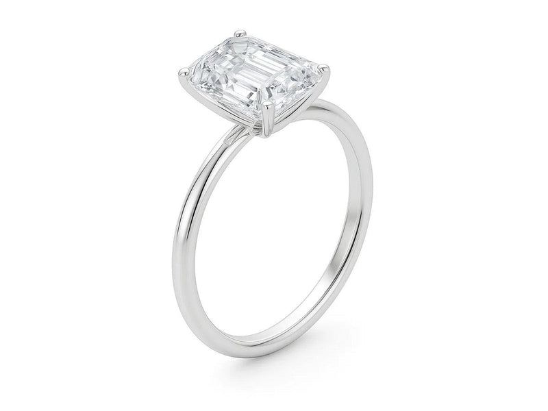 5 Carat Emerald Lab Grown IGI G/VS1 Diamond Solitaire Ring in 10K White Gold