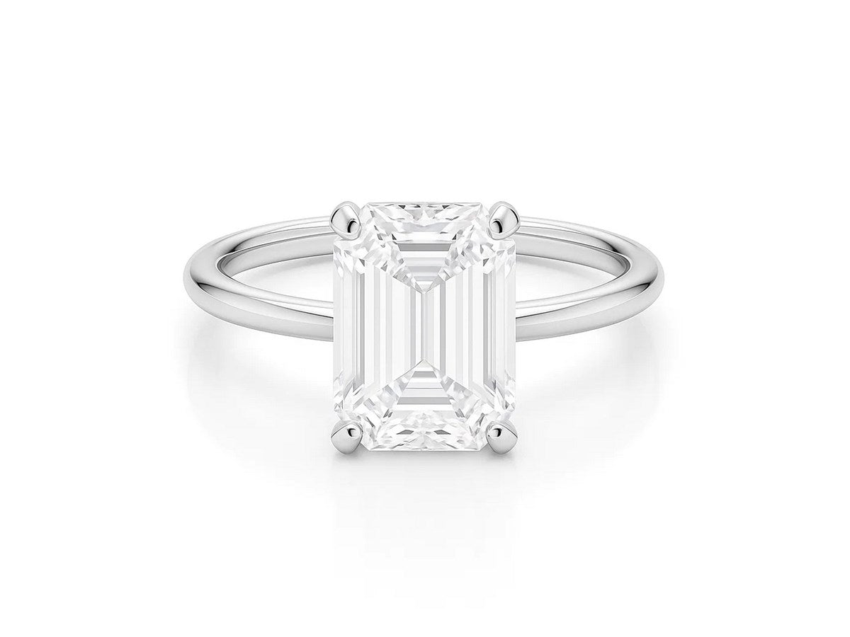 5 Carat Emerald Lab Grown IGI G/VS1 Diamond Solitaire Ring in 10K White Gold