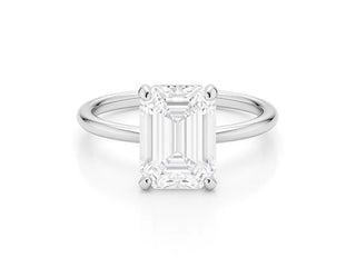 5 Carat Emerald Lab Grown IGI G/VS1 Diamond Solitaire Ring in 10K White Gold