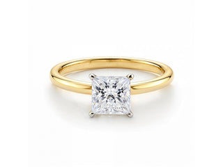 1 Carat Princess Lab Grown IGI G/VS1 Diamond Solitaire Ring in 10K Yellow Gold