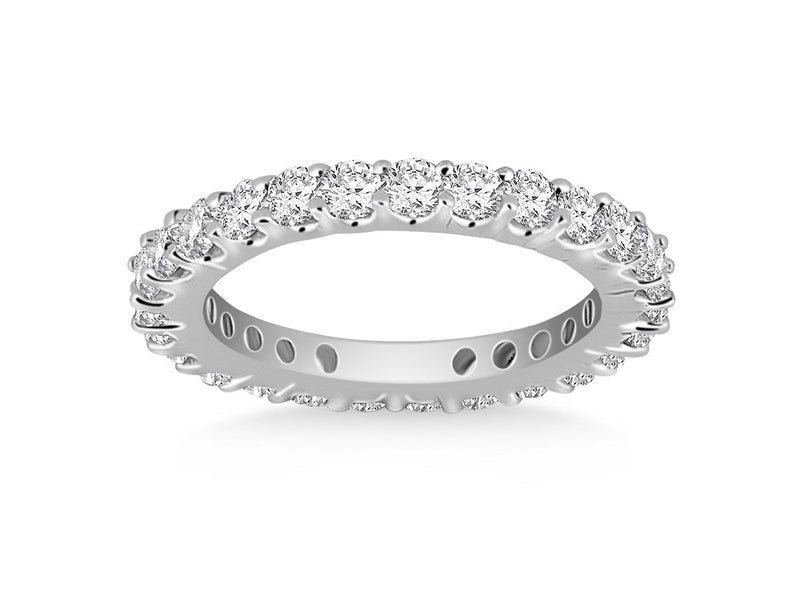 Classic Common Prong Round Diamond Eternity Ring in 14k White Gold