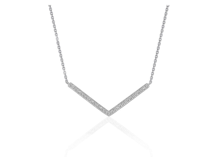 Diamond Chevron Pendant in 14k White Gold (1/3 cttw)