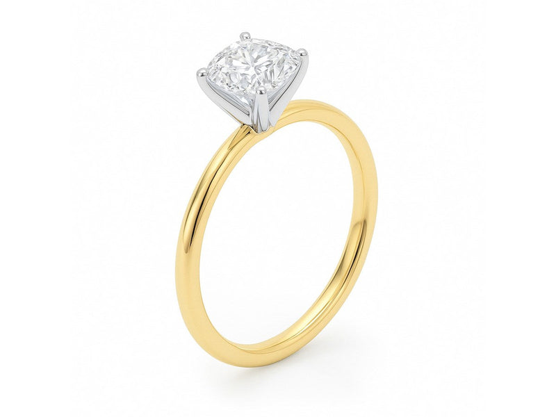 1.50Ct Cushion Lab Grown IGI G/VS1 Diamond Ring in 14K Yellow Gold