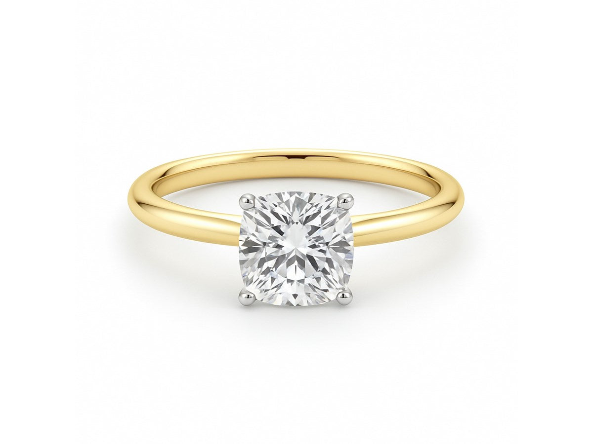 1.50Ct Cushion Lab Grown IGI G/VS1 Diamond Ring in 14K Yellow Gold