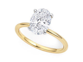 2 Carat Oval Lab Grown IGI G/VS1 Diamond Solitaire Ring in 14K Yellow Gold