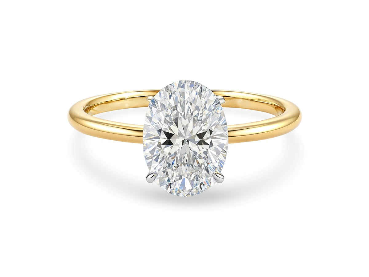 2 Carat Oval Lab Grown IGI G/VS1 Diamond Solitaire Ring in 14K Yellow Gold