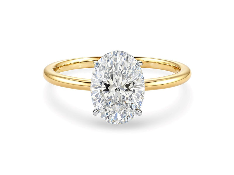 2 Carat Oval Lab Grown IGI G/VS1 Diamond Solitaire Ring in 14K Yellow Gold