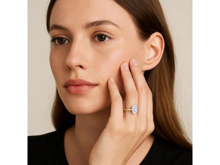 2 Carat Oval Lab Grown IGI G/VS1 Diamond Solitaire Ring in 14K Yellow Gold