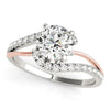 14k White And Rose Gold Round Bypass Split Shank Diamond Engagement Ring (1 1/3 cttw)