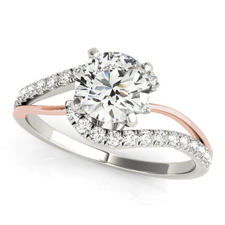 14k White And Rose Gold Round Bypass Split Shank Diamond Engagement Ring (1 1/3 cttw)