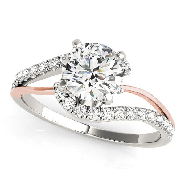 14k White And Rose Gold Round Bypass Split Shank Diamond Engagement Ring (1 1/3 cttw)