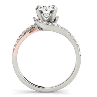 14k White And Rose Gold Round Bypass Split Shank Diamond Engagement Ring (1 1/3 cttw)