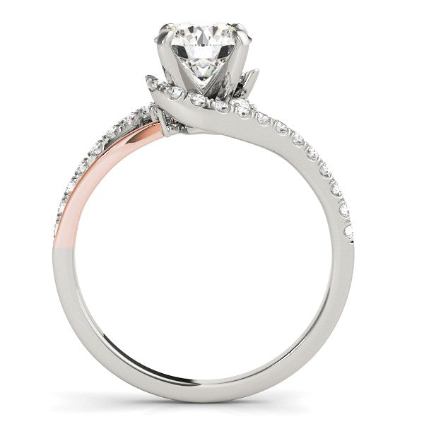 14k White And Rose Gold Round Bypass Split Shank Diamond Engagement Ring (1 1/3 cttw)