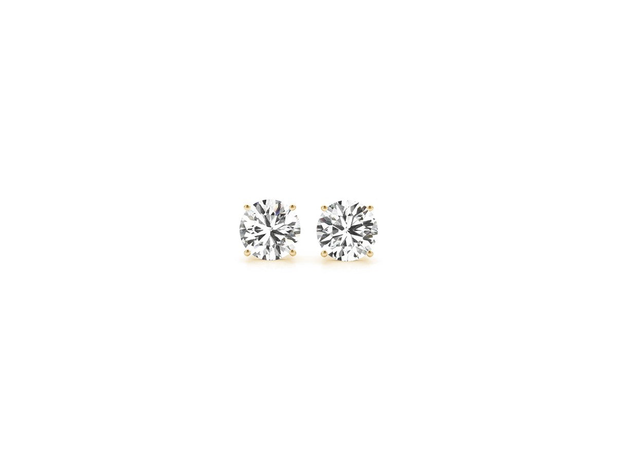 1 cttw Certified IGI Lab Grown Round Diamond Stud Earrings 14k Yellow Gold (G/VS2)