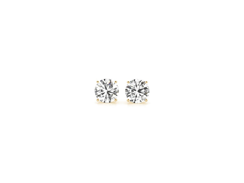 1 cttw Certified IGI Lab Grown Round Diamond Stud Earrings 14k Yellow Gold (G/VS2)