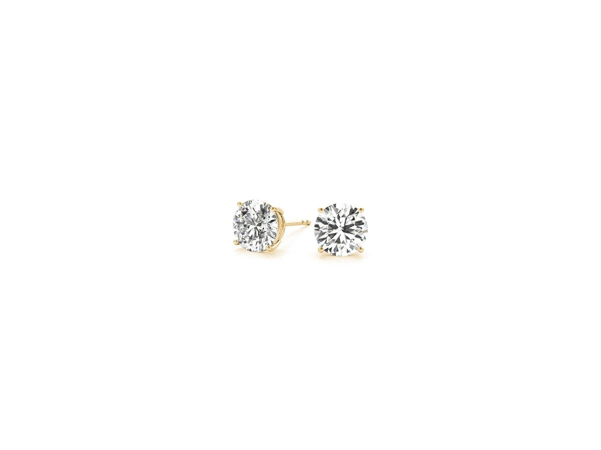 1 cttw Certified IGI Lab Grown Round Diamond Stud Earrings 14k Yellow Gold (G/VS2)