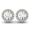 Round Halo Style Earrings with Diamonds in 14k White Gold (1 1/6 cttw)