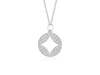 Cut-out Diamond Studded Round Pendant in 14k White Gold (1/3 cttw)
