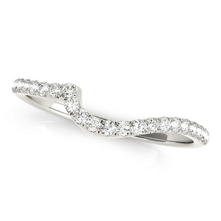 14k White Gold Round Pave Setting Curved Diamond Wedding Ring (1/5 cttw)