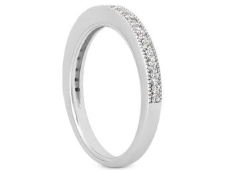 Pave Diamond Milgrain Wedding Ring Band in 14k White Gold