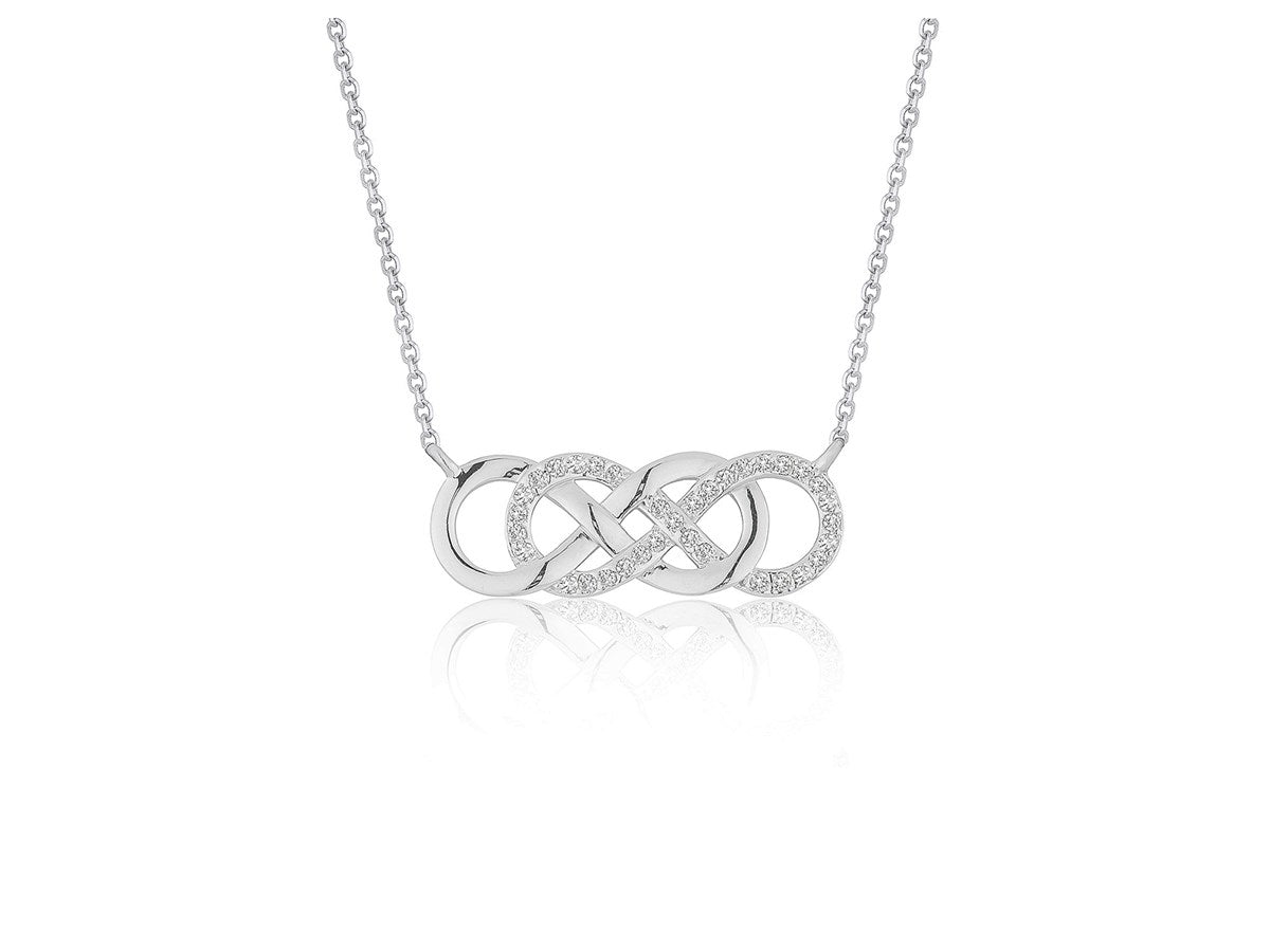 Double Infinity Diamond Pendant in 14k White Gold