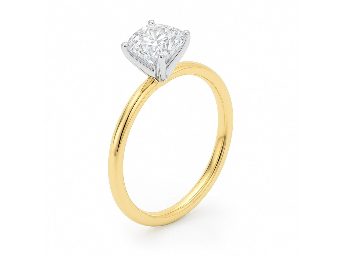 1.50Ct Cushion Lab Grown IGI G/VS1 Diamond Ring in 10K Yellow Gold