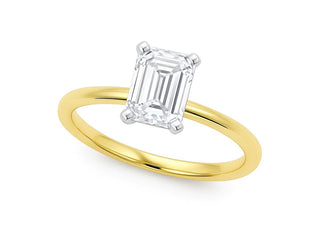 2 Carat Emerald Lab Grown IGI G/VS1 Diamond Solitaire Ring in 10K Yellow Gold
