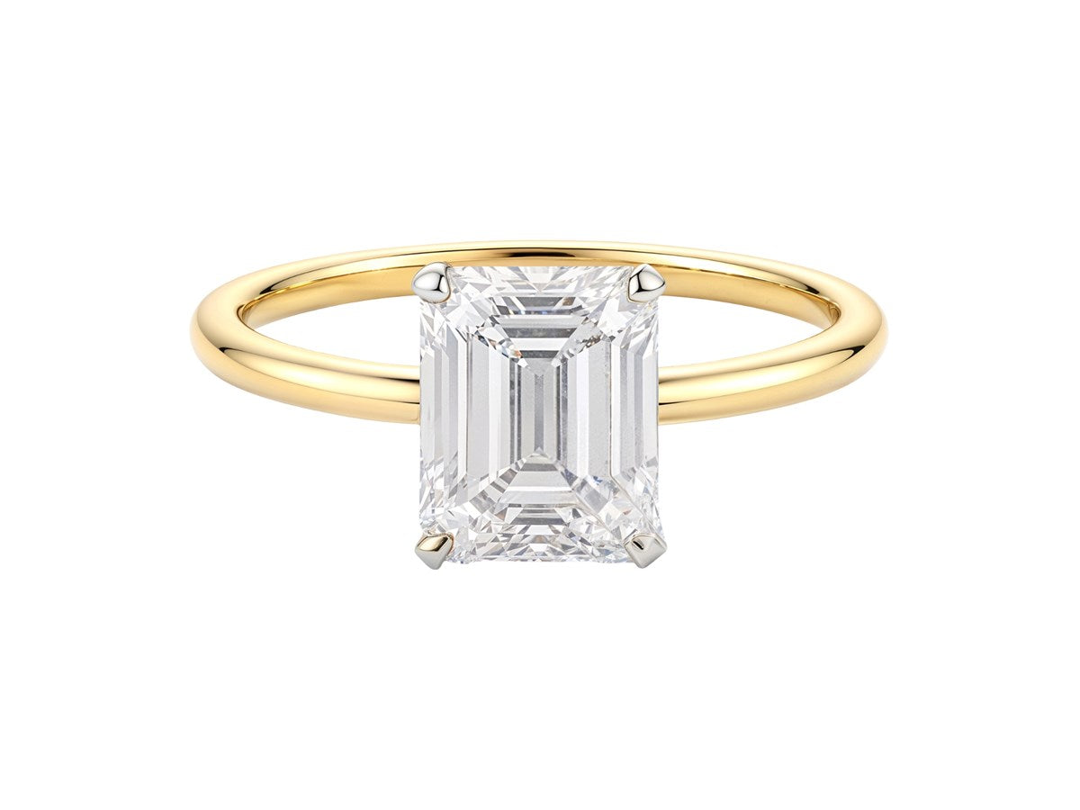 2 Carat Emerald Lab Grown IGI G/VS1 Diamond Solitaire Ring in 10K Yellow Gold