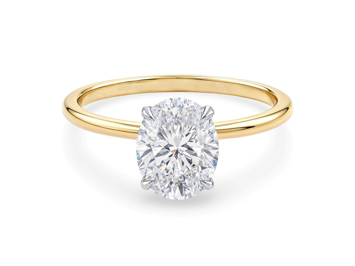 1 1/2 Carat Oval Lab Grown IGI G/VS1 Diamond Solitaire Ring in 14K Yellow Gold