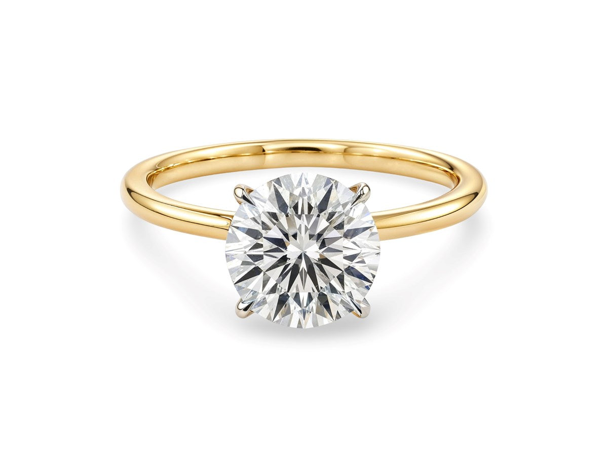 2 Carat Round Lab Grown IGI G/VS1 Diamond Solitaire Ring in 14K Yellow Gold