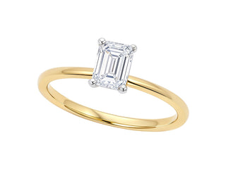 1 Carat Emerald Lab Grown IGI G/VS1 Diamond Solitaire Ring in 14K Yellow Gold
