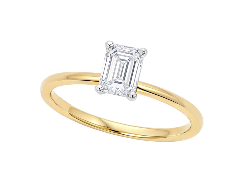 1 Carat Emerald Lab Grown IGI G/VS1 Diamond Solitaire Ring in 14K Yellow Gold