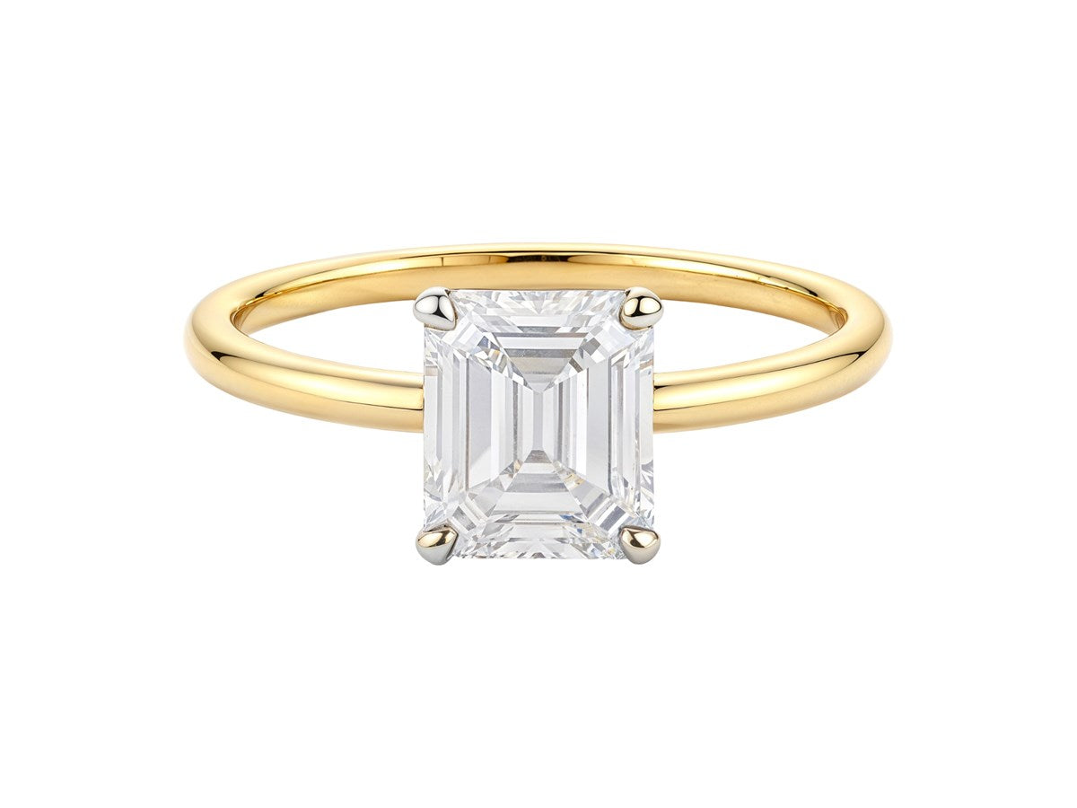 1 Carat Emerald Lab Grown IGI G/VS1 Diamond Solitaire Ring in 14K Yellow Gold