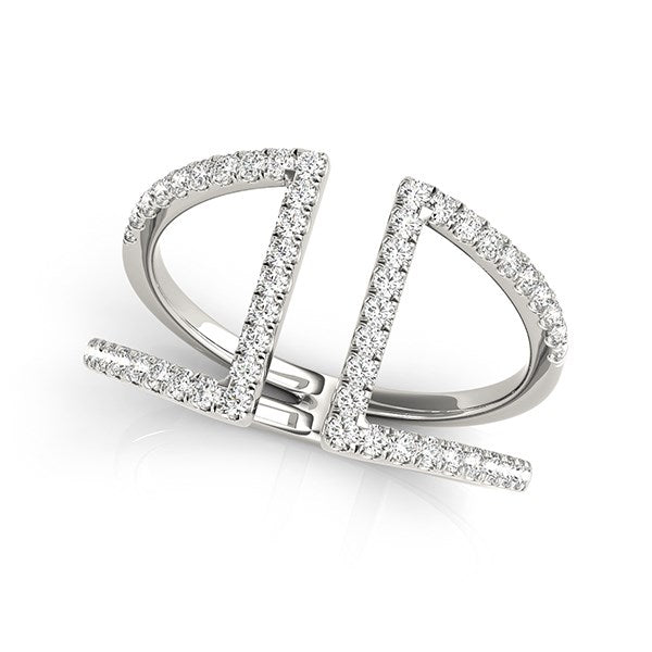 Fancy Dual Band Diamond Ring in 14k White Gold (1/2 cttw)