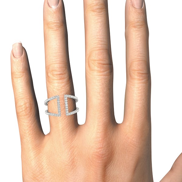 Fancy Dual Band Diamond Ring in 14k White Gold (1/2 cttw)
