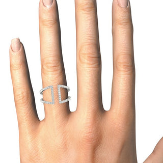 Fancy Dual Band Diamond Ring in 14k White Gold (1/2 cttw)