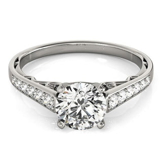 14k White Gold Cathedral Design Single Row Round Diamond Engagement Ring (1 1/4 cttw)