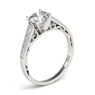14k White Gold Cathedral Design Single Row Round Diamond Engagement Ring (1 1/4 cttw)