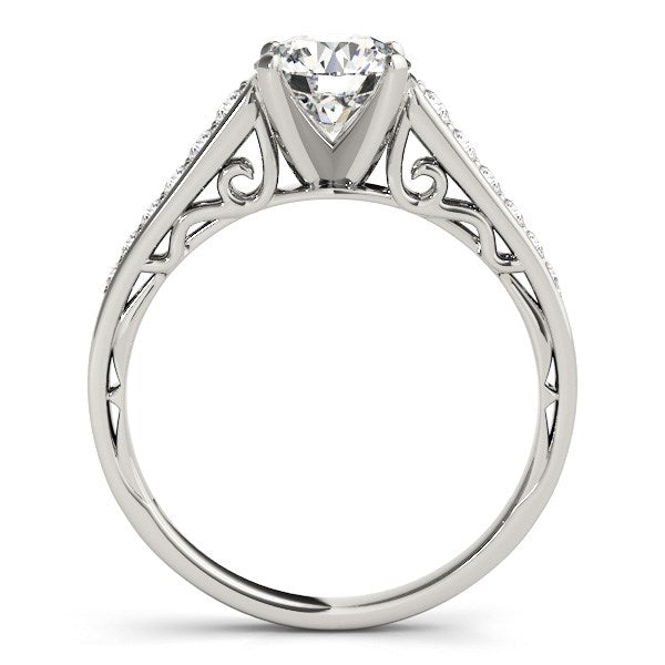 14k White Gold Cathedral Design Single Row Round Diamond Engagement Ring (1 1/4 cttw)