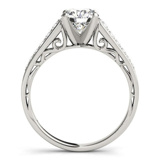 14k White Gold Cathedral Design Single Row Round Diamond Engagement Ring (1 1/4 cttw)