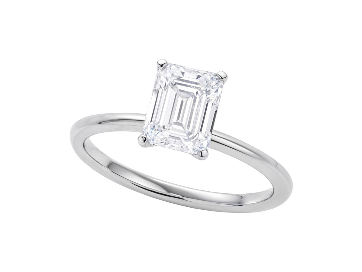 1 1/2 Carat Emerald Lab Grown IGI G/VS1 Diamond Solitaire Ring in 10K White Gold