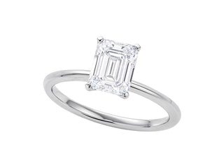 1 1/2 Carat Emerald Lab Grown IGI G/VS1 Diamond Solitaire Ring in 10K White Gold