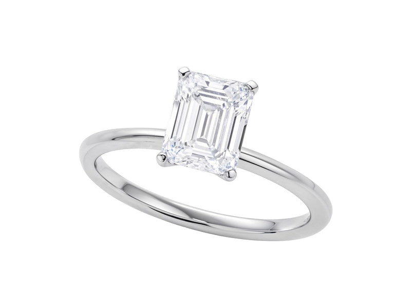 1 1/2 Carat Emerald Lab Grown IGI G/VS1 Diamond Solitaire Ring in 10K White Gold