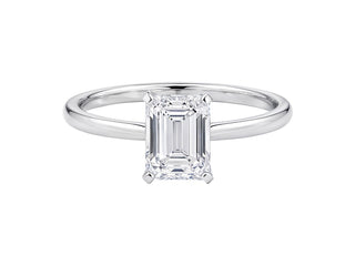 1 1/2 Carat Emerald Lab Grown IGI G/VS1 Diamond Solitaire Ring in 10K White Gold